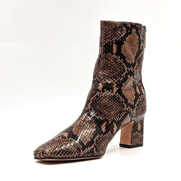 Veronica Beard Women Marla Snake Print Leather Back Zip Ankle Boots size 6.5 - Picture 3 of 10